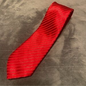 Donald J. Trump Signature Collection Repp Tie Silk Red w/ Silver Stripes Necktie